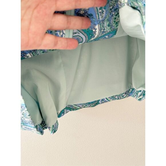 Doncaster Cotton Dress Spring Summer Blue Green Full Zip Paisley Print $425 - Picture 6 of 10